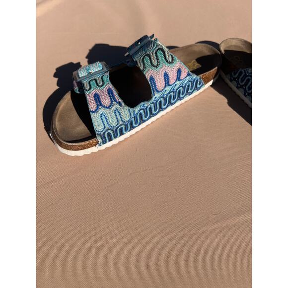 Colors of California Blue Adjustable Buckles Supportive Sole Slide Mule Sandal 8 - Picture 4 of 16